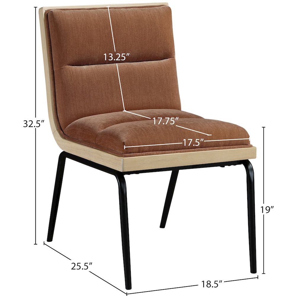 Viceroy Cognac Fabric Upholstered Dining Chair, Set of 2
