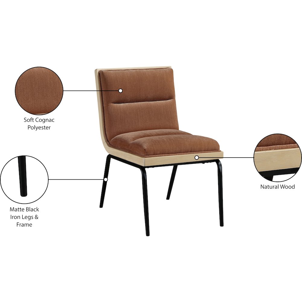 Viceroy Cognac Fabric Upholstered Dining Chair, Set of 2