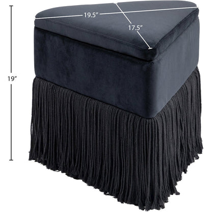 Trivoli Black Velvet Ottoman/Stool