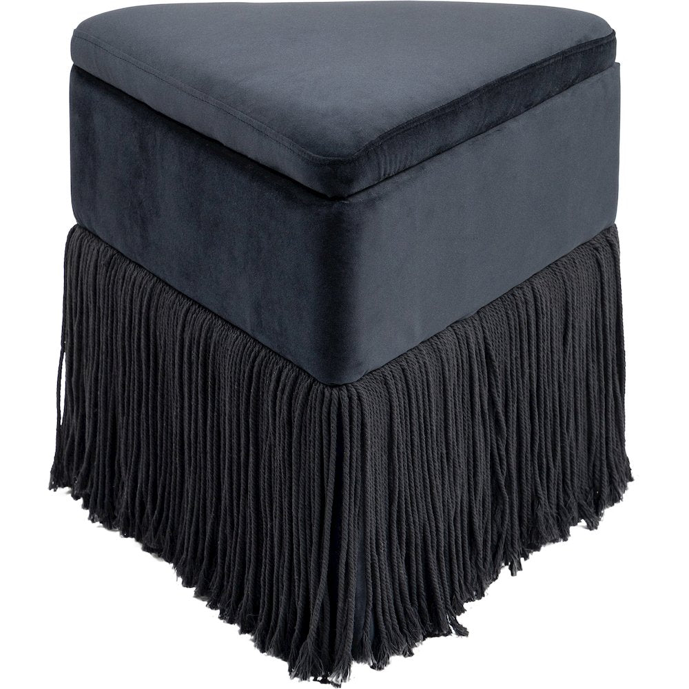 Trivoli Black Velvet Ottoman/Stool