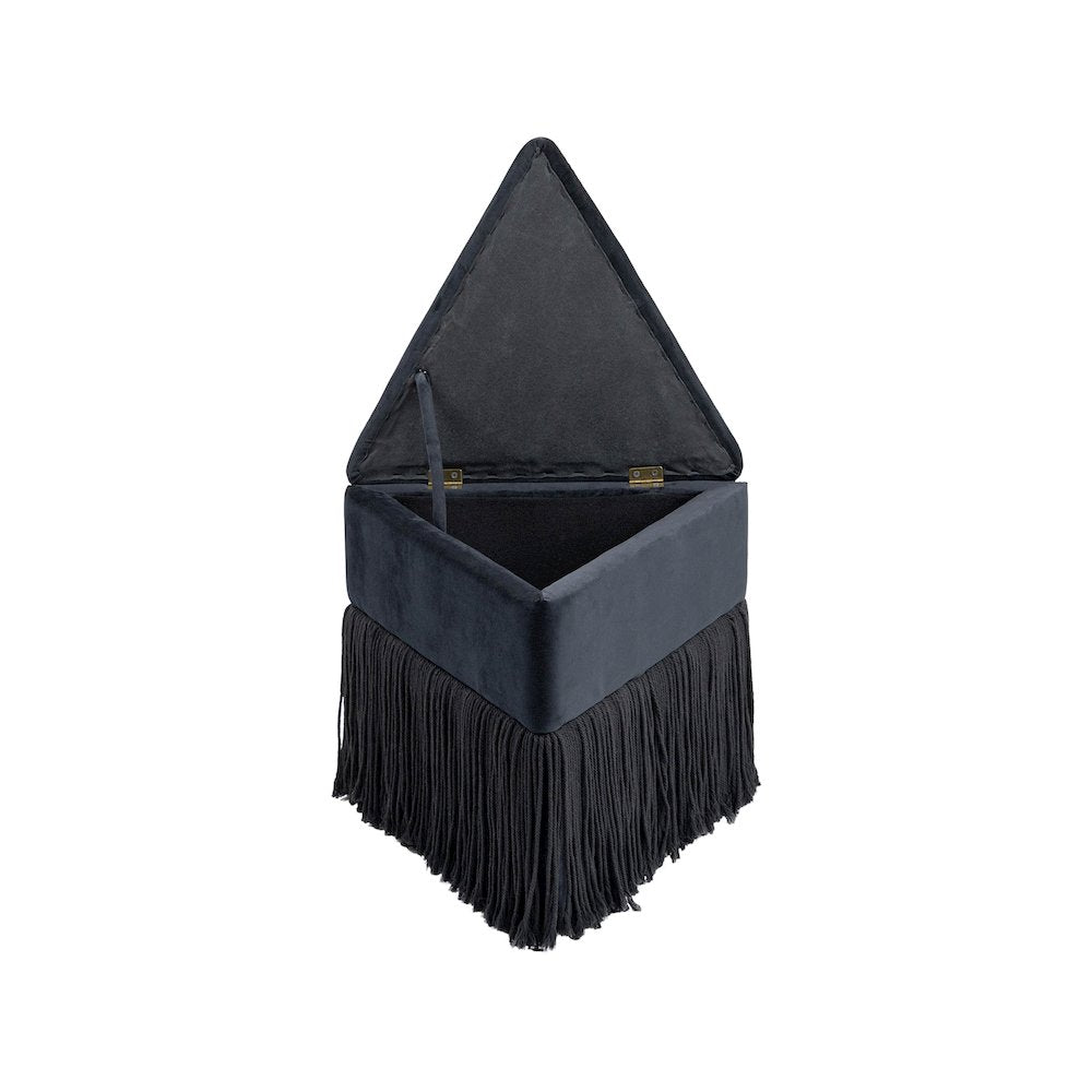 Trivoli Black Velvet Ottoman/Stool