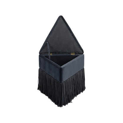Trivoli Black Velvet Ottoman/Stool