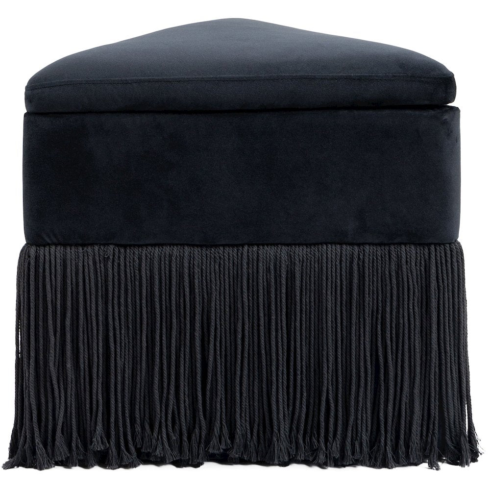 Trivoli Black Velvet Ottoman/Stool