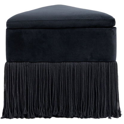 Trivoli Black Velvet Ottoman/Stool