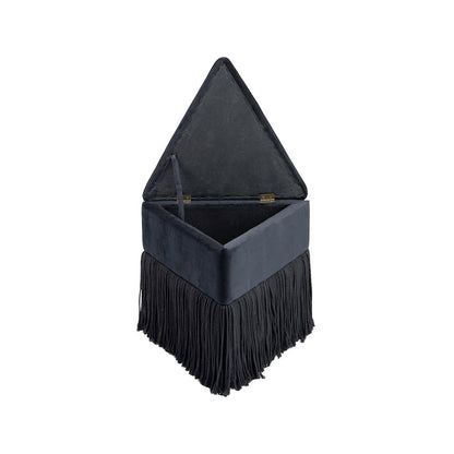 Trivoli Black Velvet Ottoman/Stool