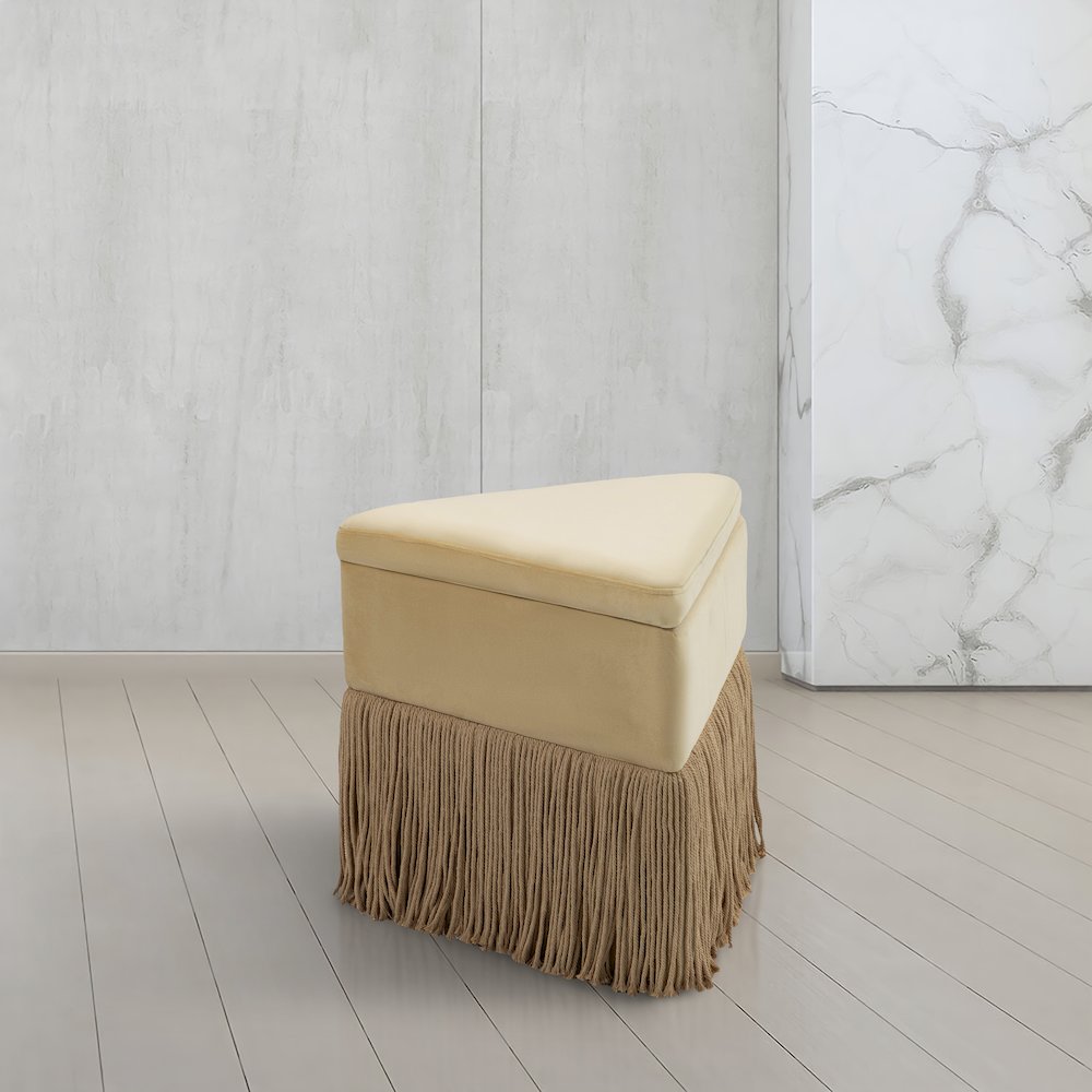 Trivoli Camel Velvet Ottoman/Stool