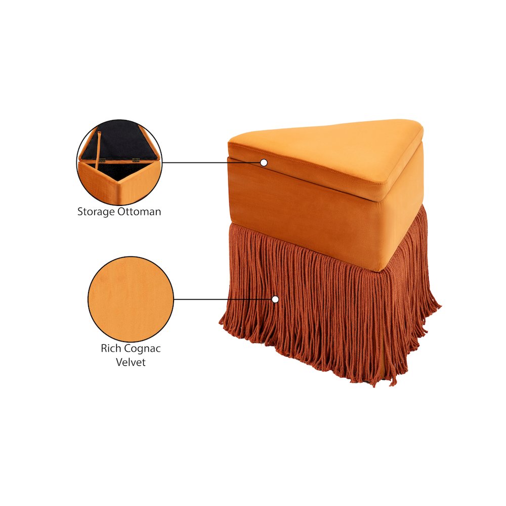 Trivoli Cognac Velvet Ottoman/Stool
