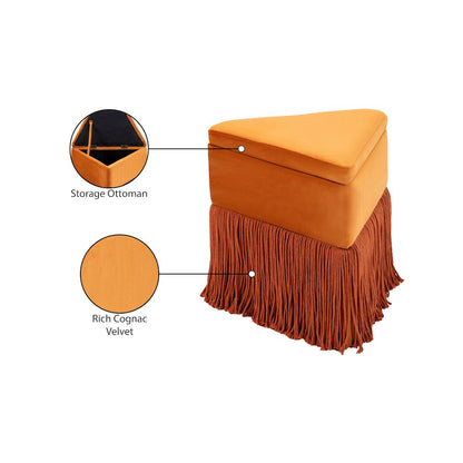 Trivoli Cognac Velvet Ottoman/Stool