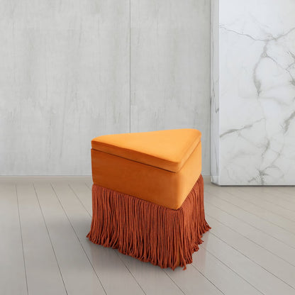 Trivoli Cognac Velvet Ottoman/Stool