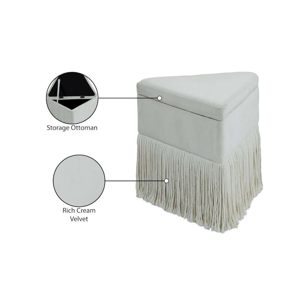 Trivoli Cream Velvet Ottoman/Stool