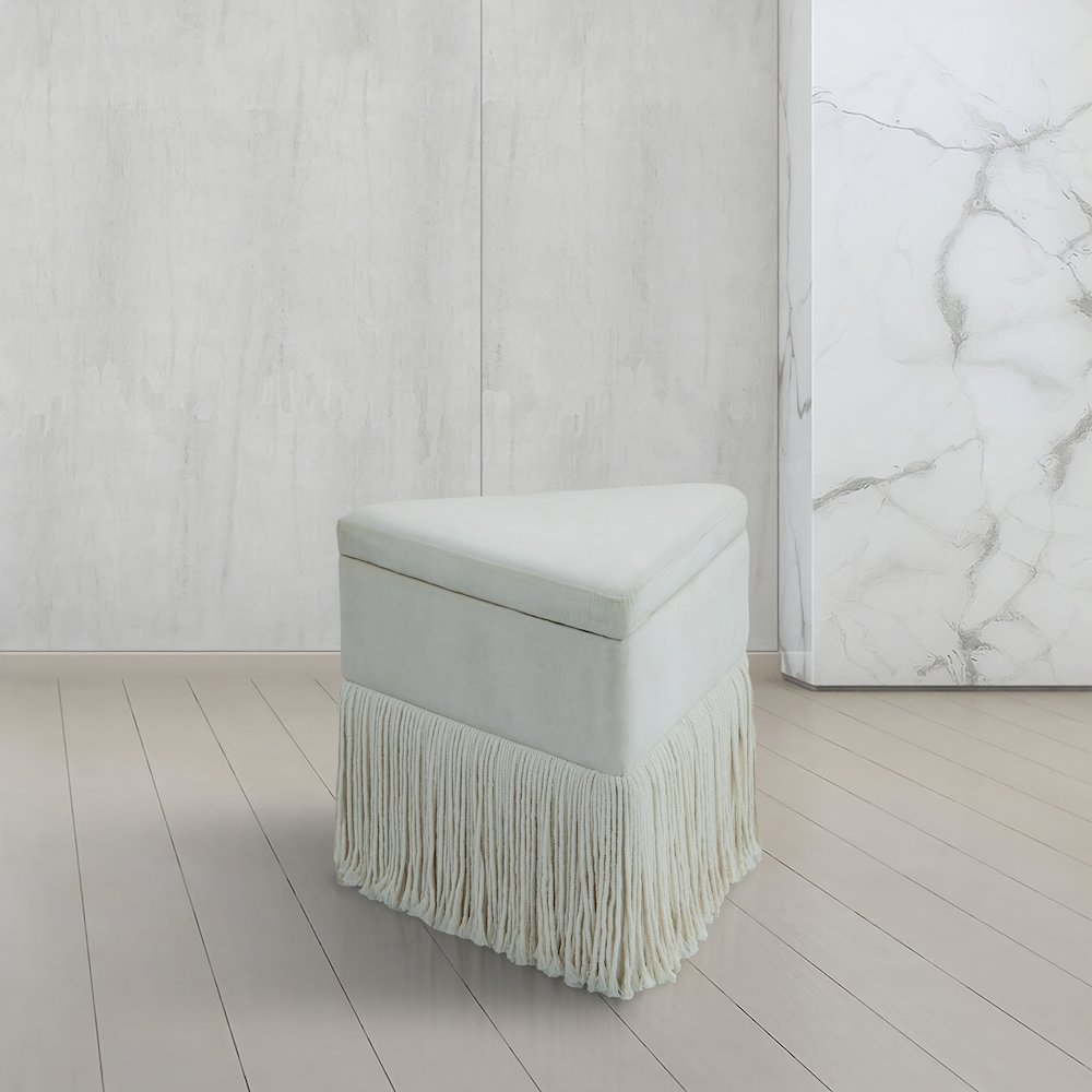 Trivoli Cream Velvet Ottoman/Stool