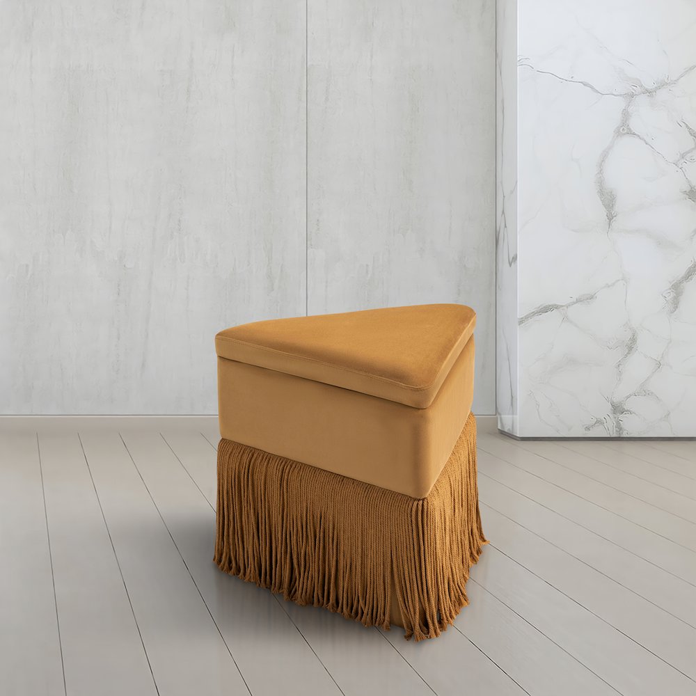 Trivoli Saddle Velvet Ottoman/Stool