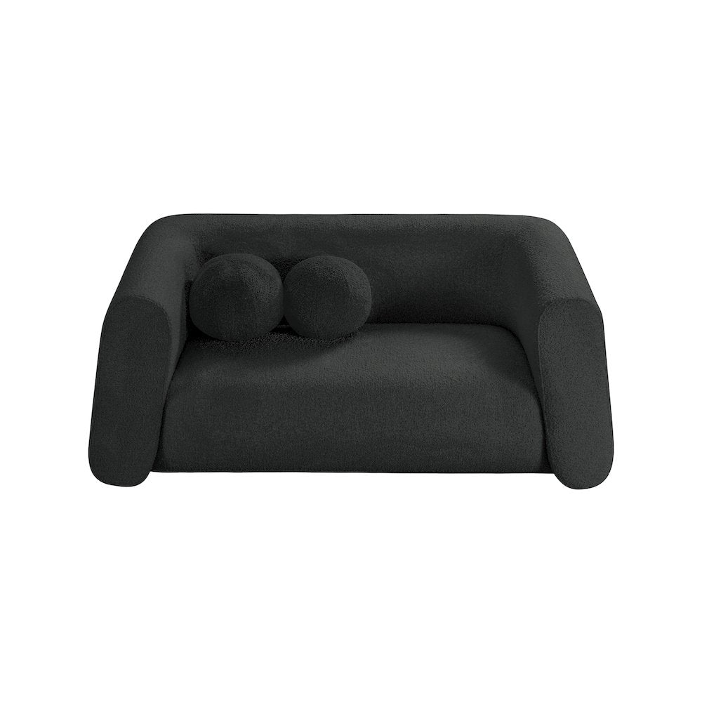 Abbington Black Boucle Fabric Loveseat