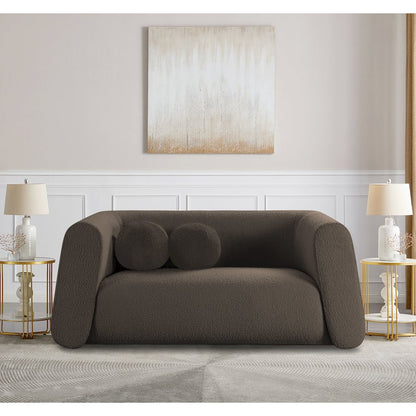 Abbington Brown Boucle Fabric Loveseat