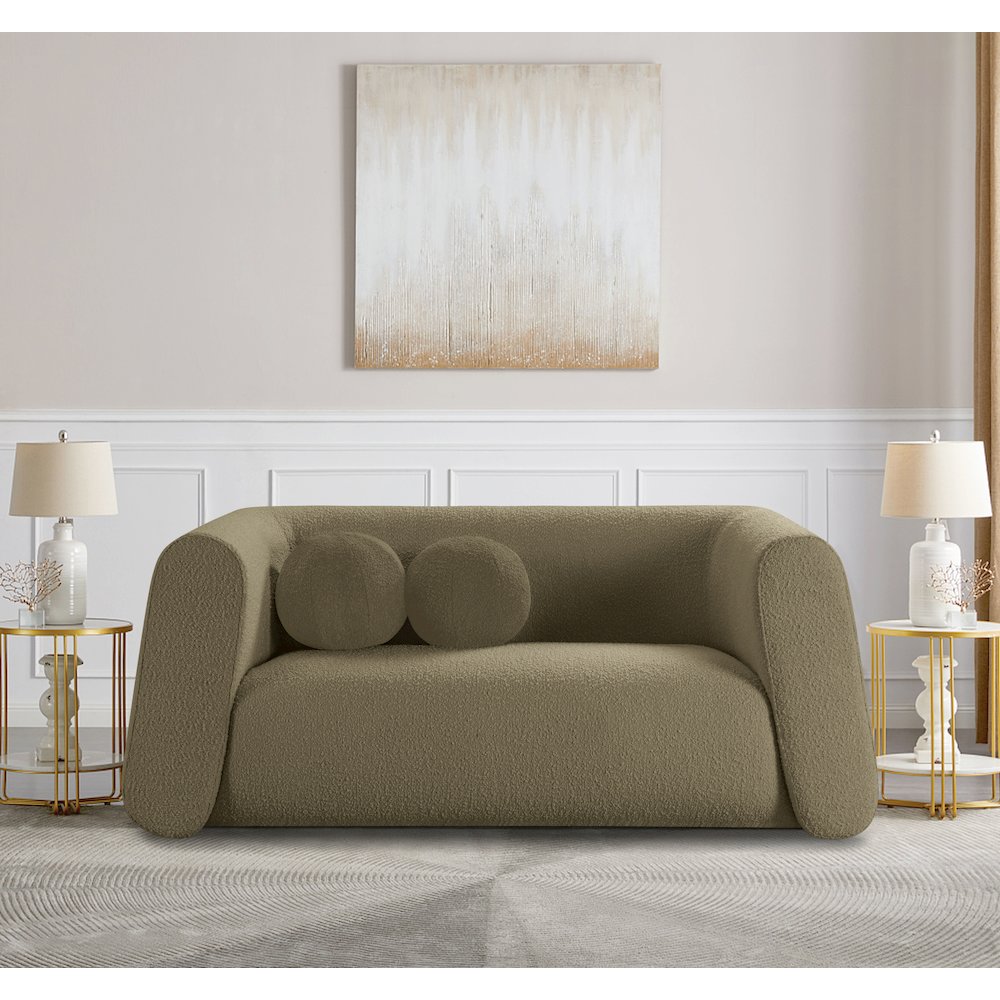 Abbington Olive Boucle Fabric Loveseat