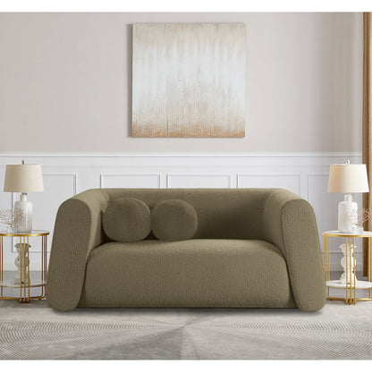 Abbington Olive Boucle Fabric Loveseat