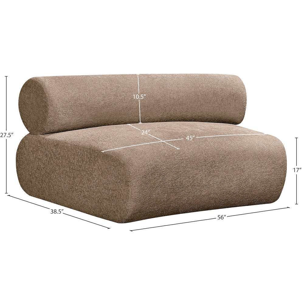 Bale Brown Chenille Fabric Upholstered Modular Armless Chair