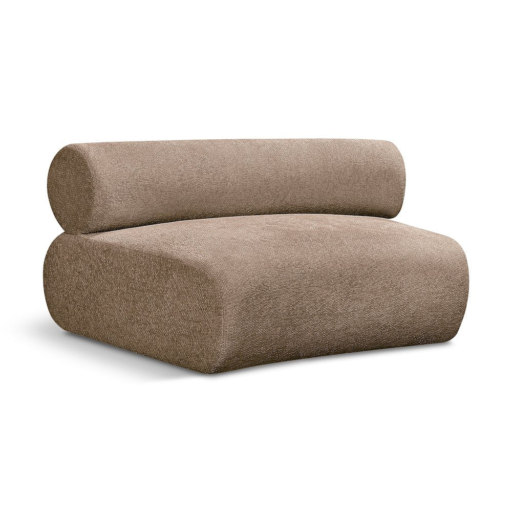 Bale Brown Chenille Fabric Upholstered Modular Armless Chair