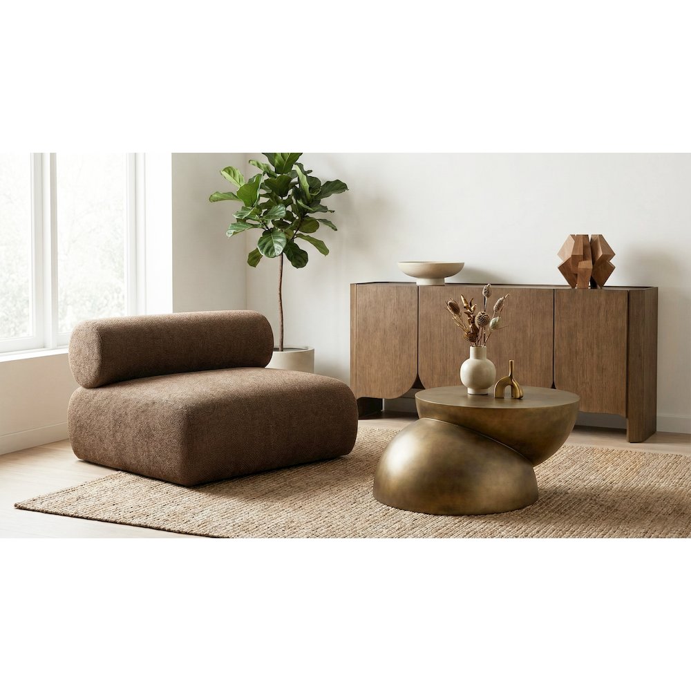 Bale Brown Chenille Fabric Upholstered Modular Armless Chair