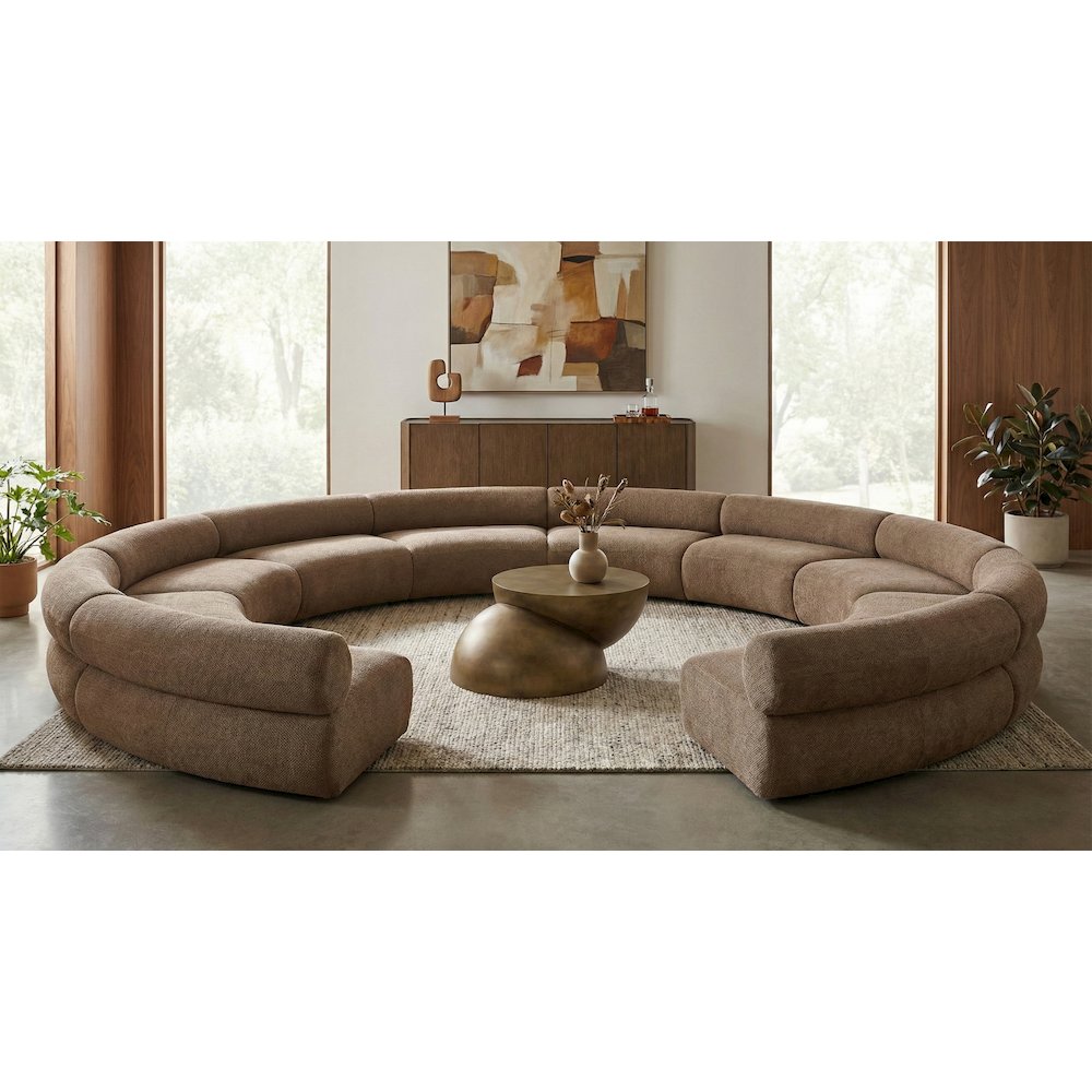 Bale 202" Brown Chenille Fabric Upholstered 10 pc. Modular Sectional