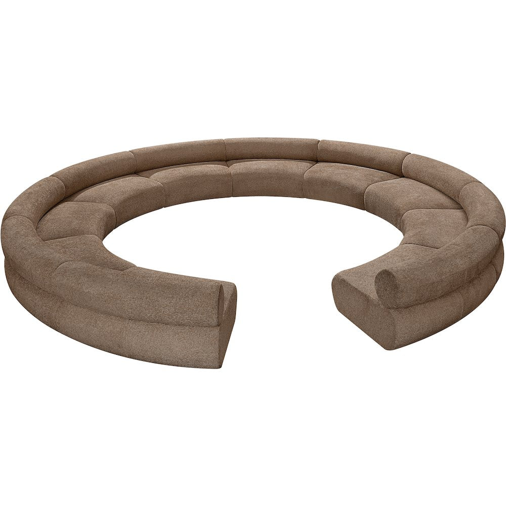 Bale 202" Brown Chenille Fabric Upholstered 10 pc. Modular Sectional