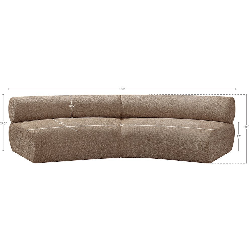 Bale 108" Brown Chenille Fabric Upholstered 2 pc. Modular Sectional