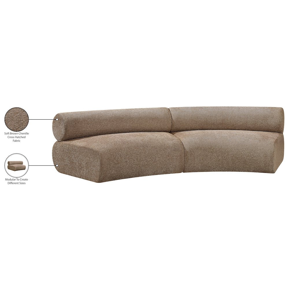 Bale 108" Brown Chenille Fabric Upholstered 2 pc. Modular Sectional