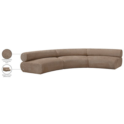 Bale 152" Brown Chenille Fabric Upholstered 3 pc. Modular Sectional