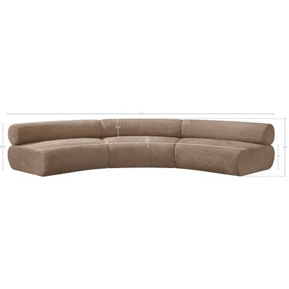 Bale 152" Brown Chenille Fabric Upholstered 3 pc. Modular Sectional