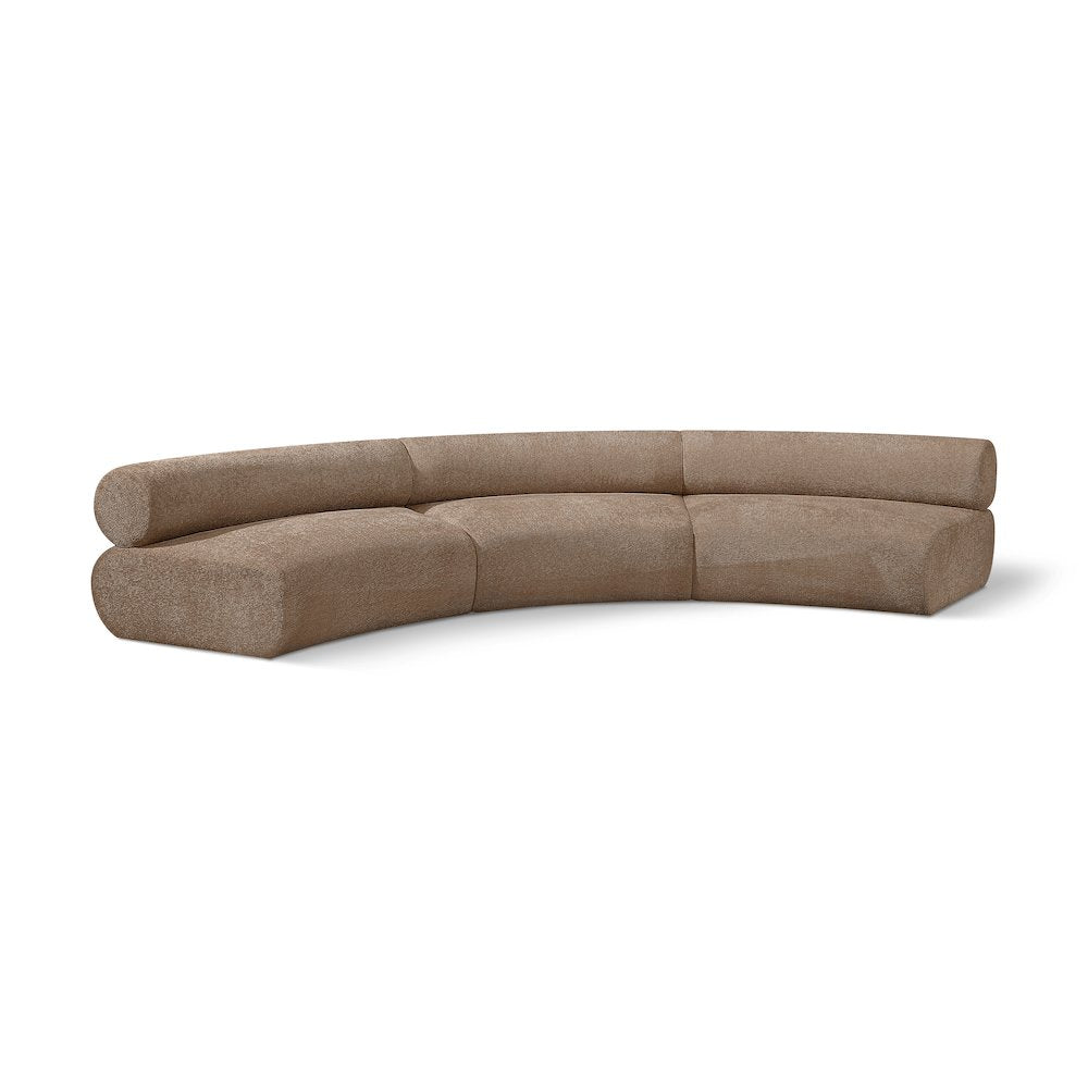 Bale 152" Brown Chenille Fabric Upholstered 3 pc. Modular Sectional
