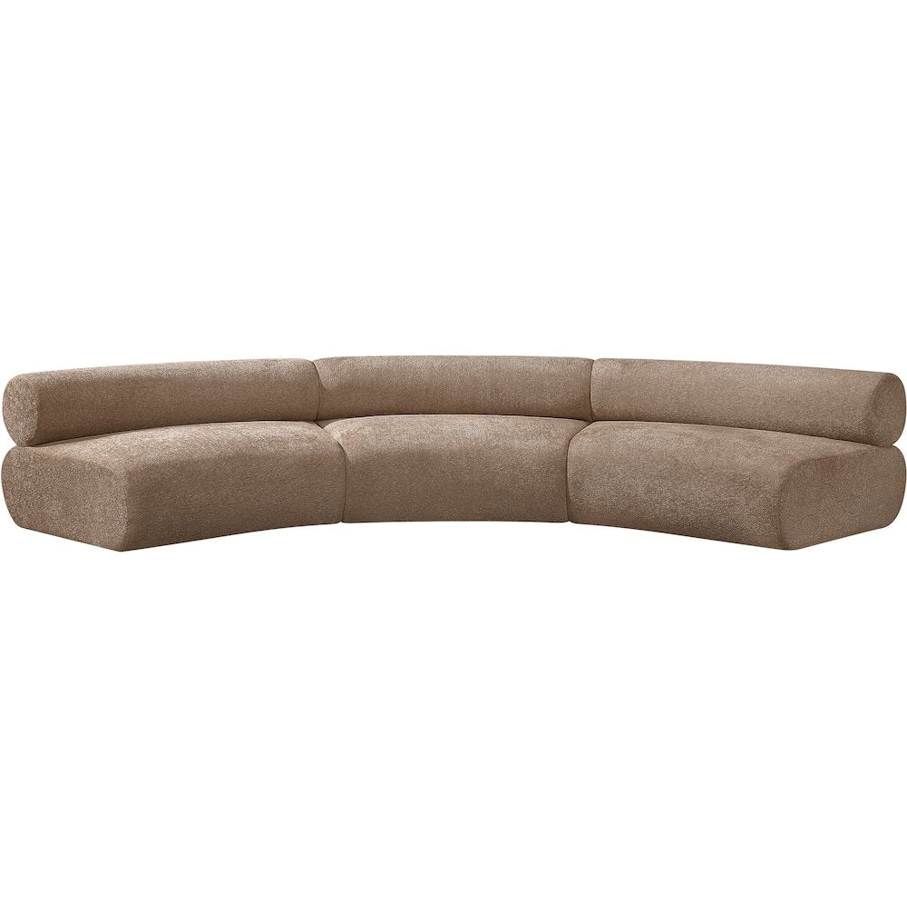 Bale 152" Brown Chenille Fabric Upholstered 3 pc. Modular Sectional