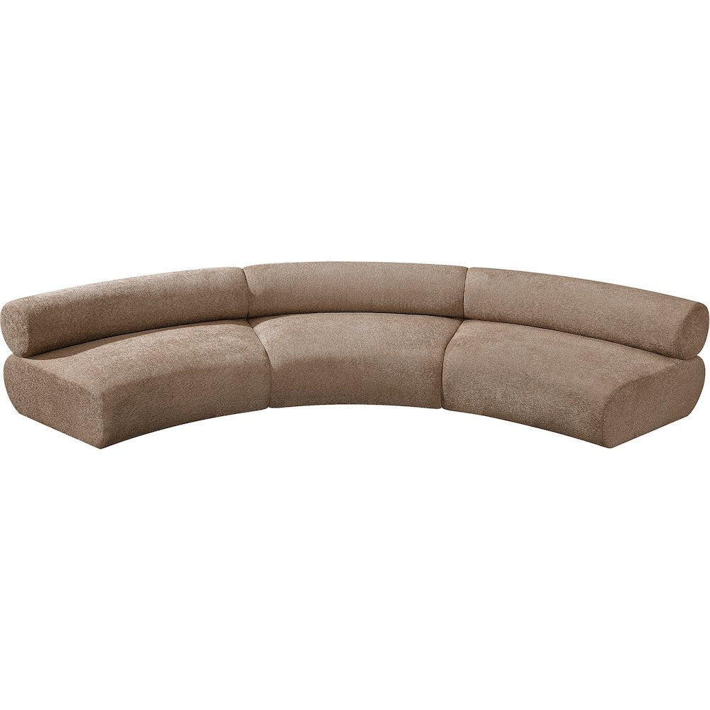 Bale 152" Brown Chenille Fabric Upholstered 3 pc. Modular Sectional