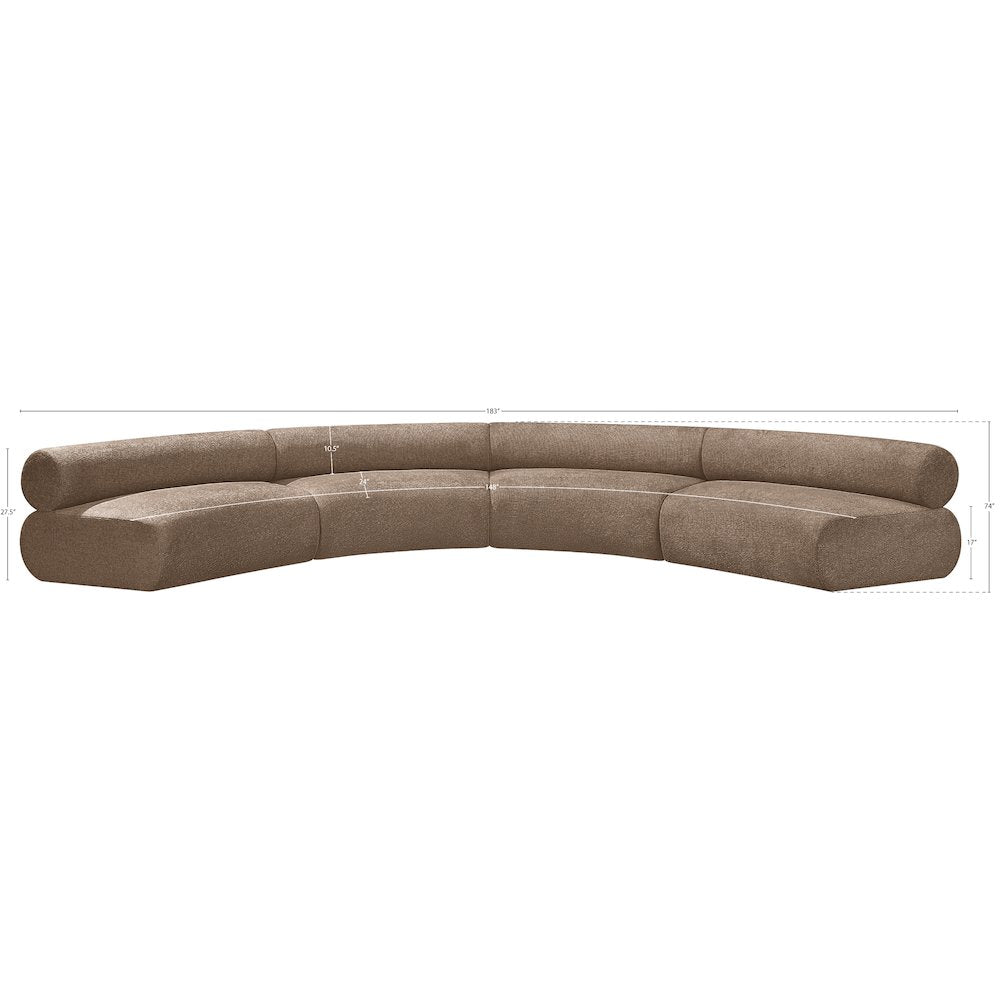 Bale 183" Brown Chenille Fabric Upholstered 4 pc. Modular Sectional