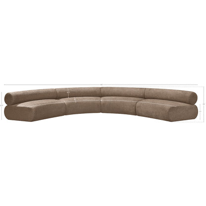 Bale 183" Brown Chenille Fabric Upholstered 4 pc. Modular Sectional