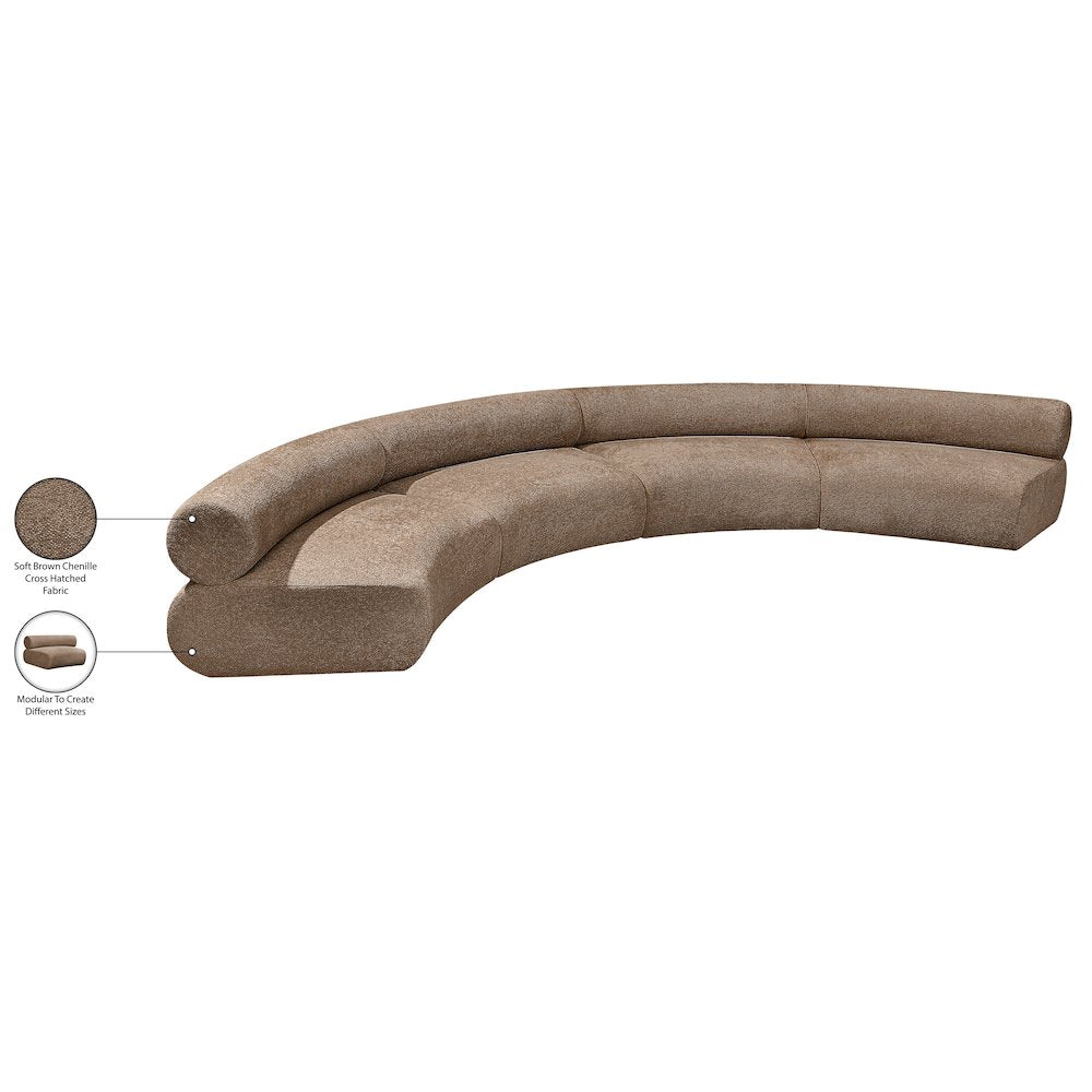 Bale 183" Brown Chenille Fabric Upholstered 4 pc. Modular Sectional