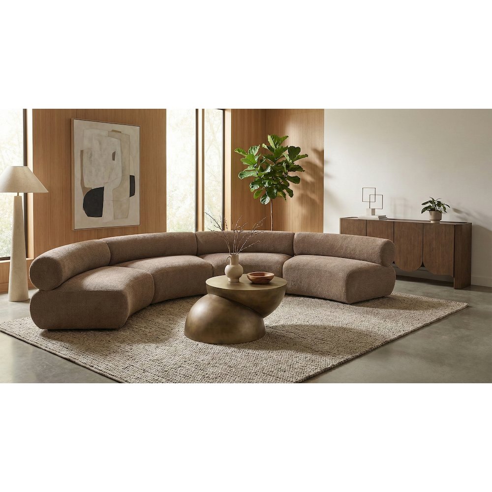Bale 183" Brown Chenille Fabric Upholstered 4 pc. Modular Sectional