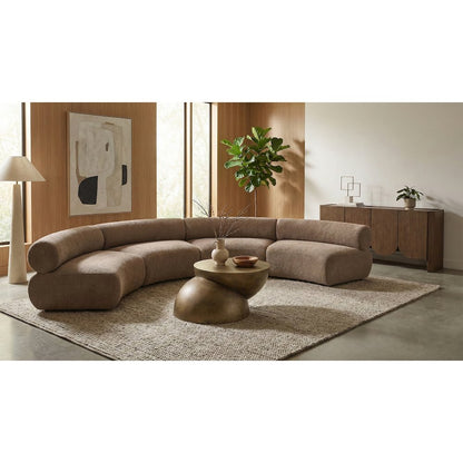 Bale 183" Brown Chenille Fabric Upholstered 4 pc. Modular Sectional