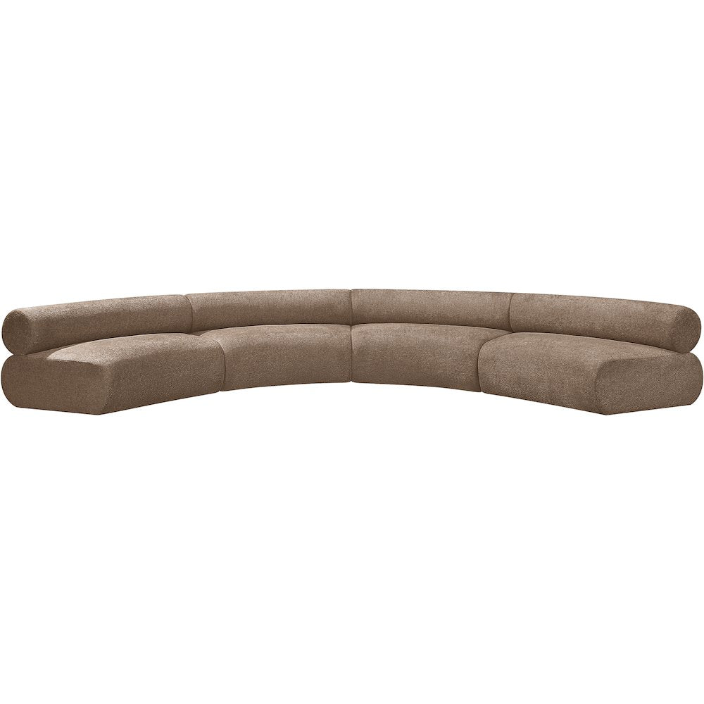 Bale 183" Brown Chenille Fabric Upholstered 4 pc. Modular Sectional