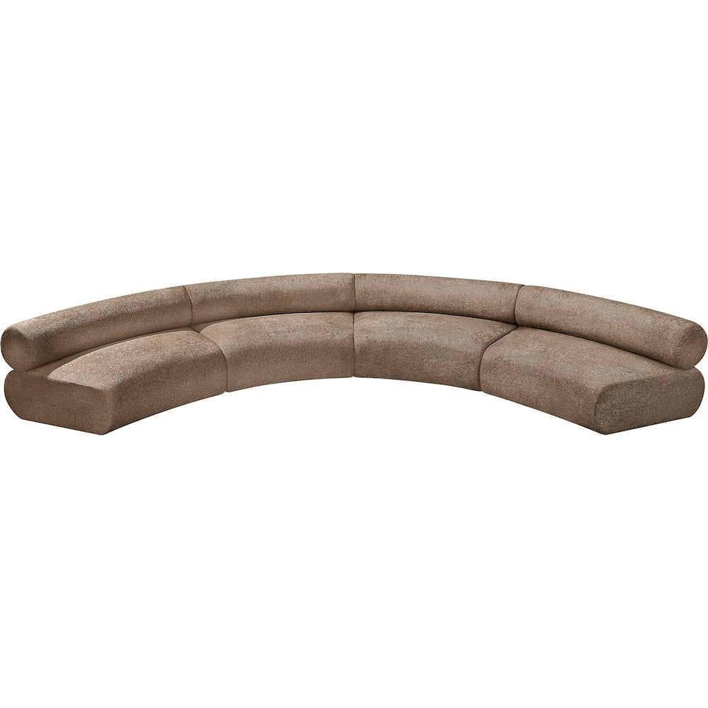 Bale 183" Brown Chenille Fabric Upholstered 4 pc. Modular Sectional