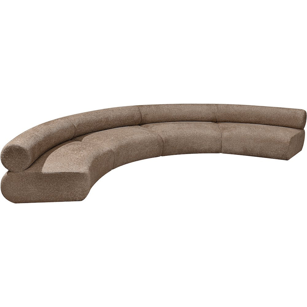 Bale 183" Brown Chenille Fabric Upholstered 4 pc. Modular Sectional