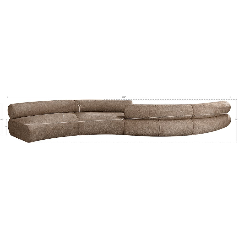 Bale 202" Brown Chenille Fabric Upholstered 4 pc. Modular Sectional