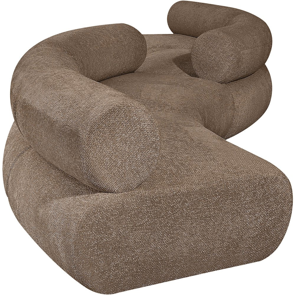 Bale 202" Brown Chenille Fabric Upholstered 4 pc. Modular Sectional