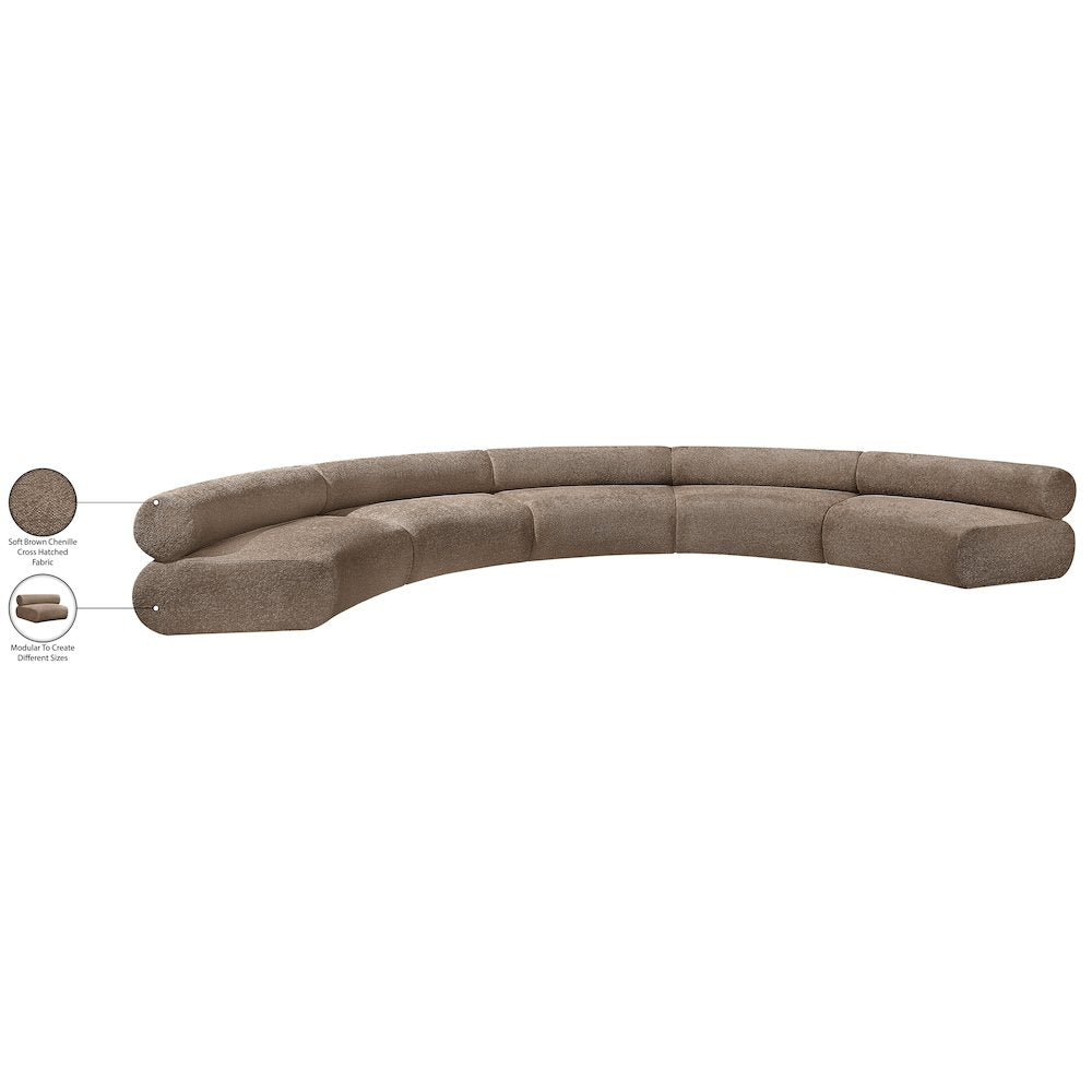 Bale 202" Brown Chenille Fabric Upholstered 5 pc. Modular Sectional