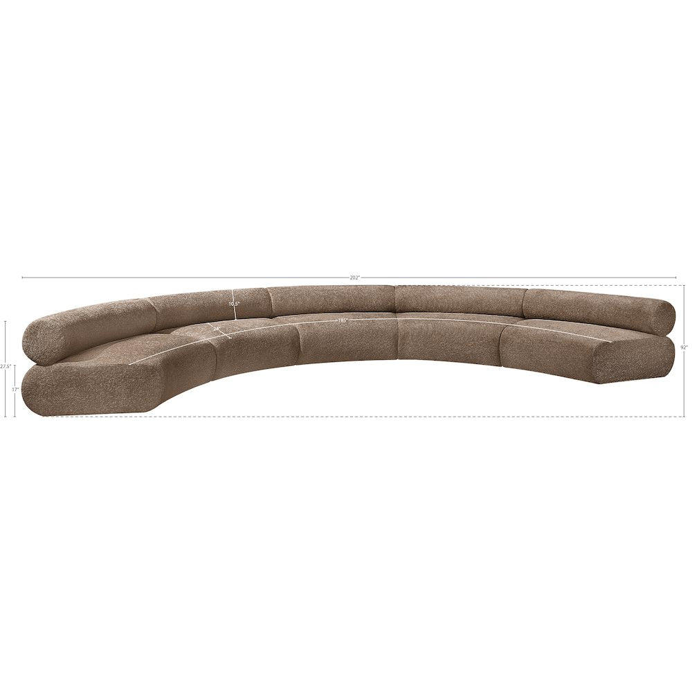 Bale 202" Brown Chenille Fabric Upholstered 5 pc. Modular Sectional
