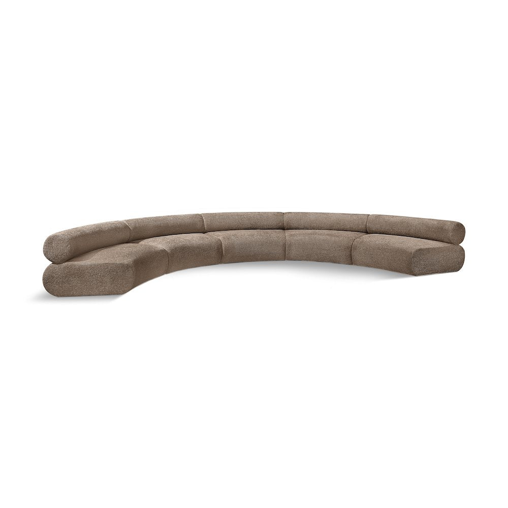 Bale 202" Brown Chenille Fabric Upholstered 5 pc. Modular Sectional