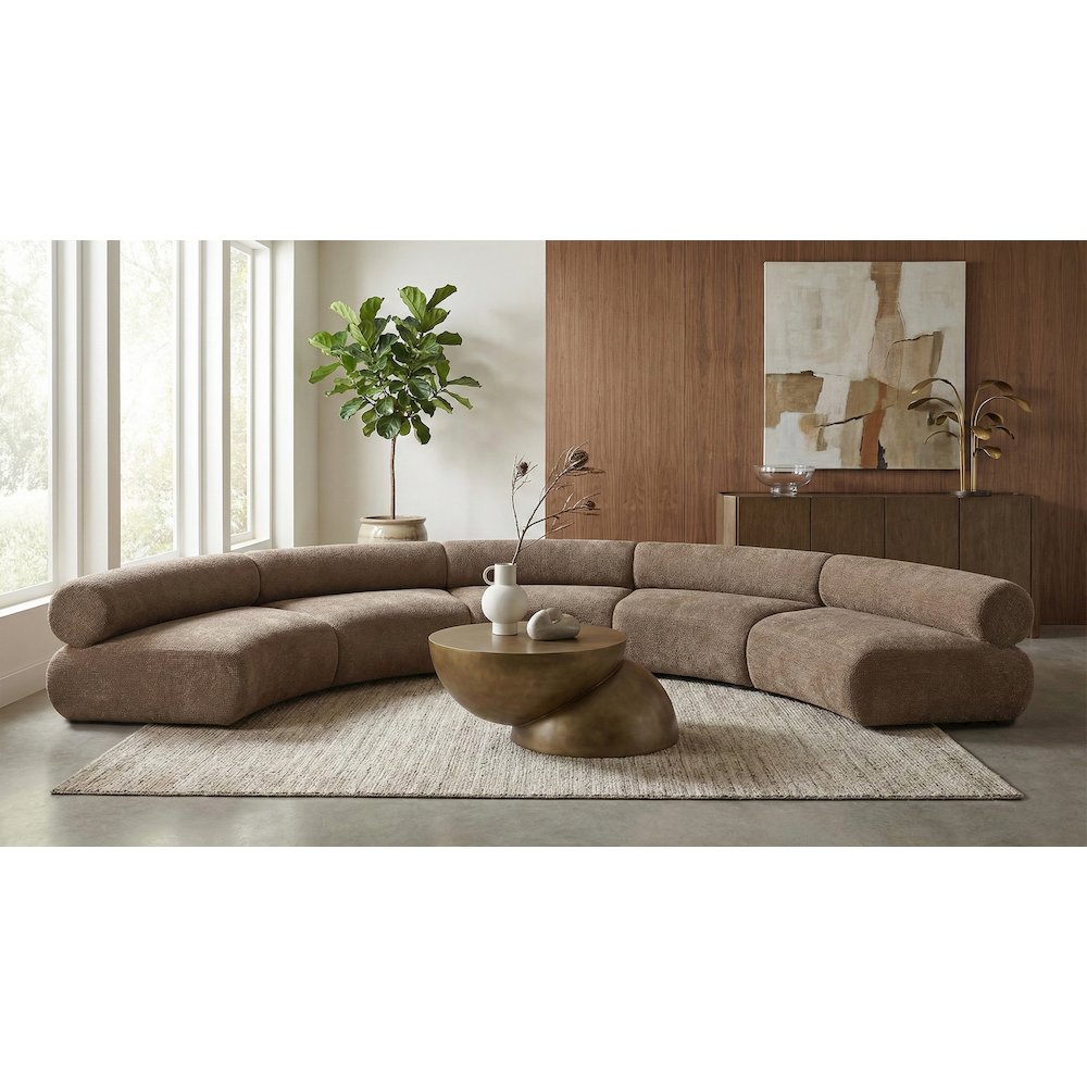 Bale 202" Brown Chenille Fabric Upholstered 5 pc. Modular Sectional