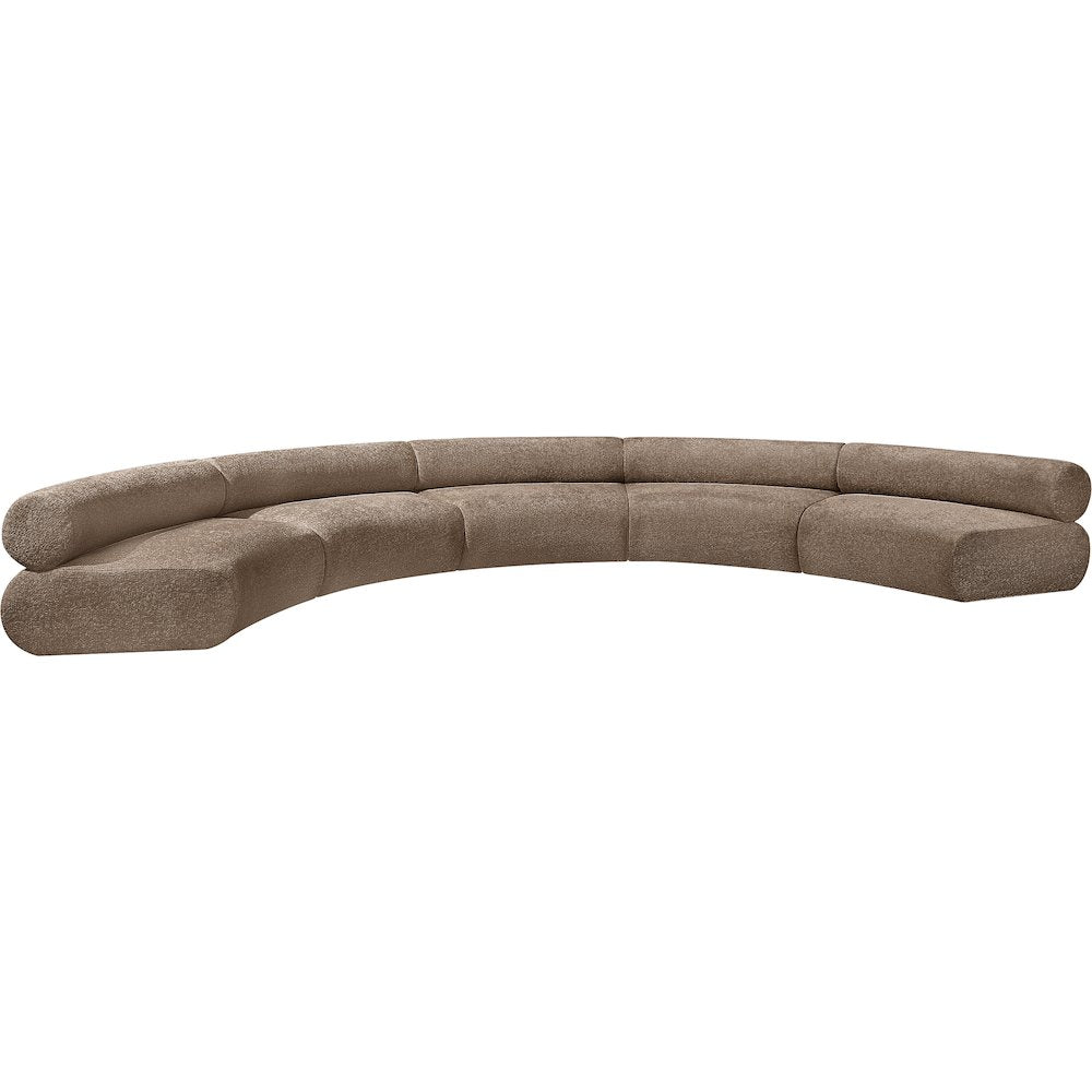 Bale 202" Brown Chenille Fabric Upholstered 5 pc. Modular Sectional