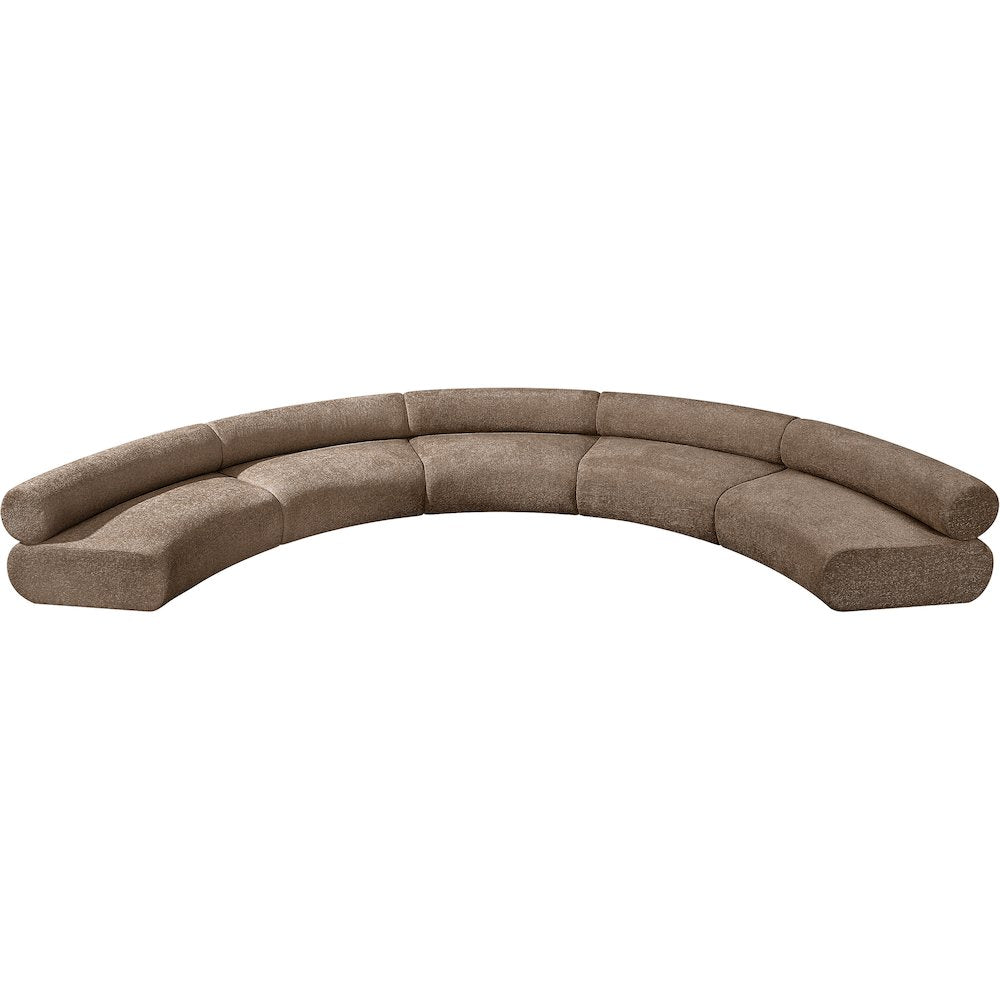 Bale 202" Brown Chenille Fabric Upholstered 5 pc. Modular Sectional