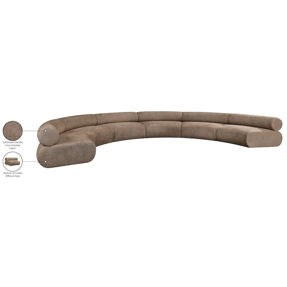 Bale 202" Brown Chenille Fabric Upholstered 6 pc. Modular Sectional