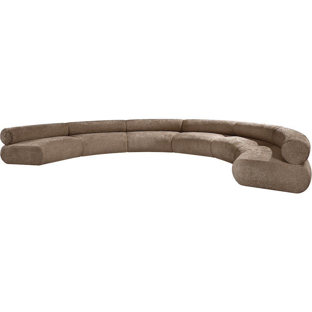 Bale 202" Brown Chenille Fabric Upholstered 6 pc. Modular Sectional